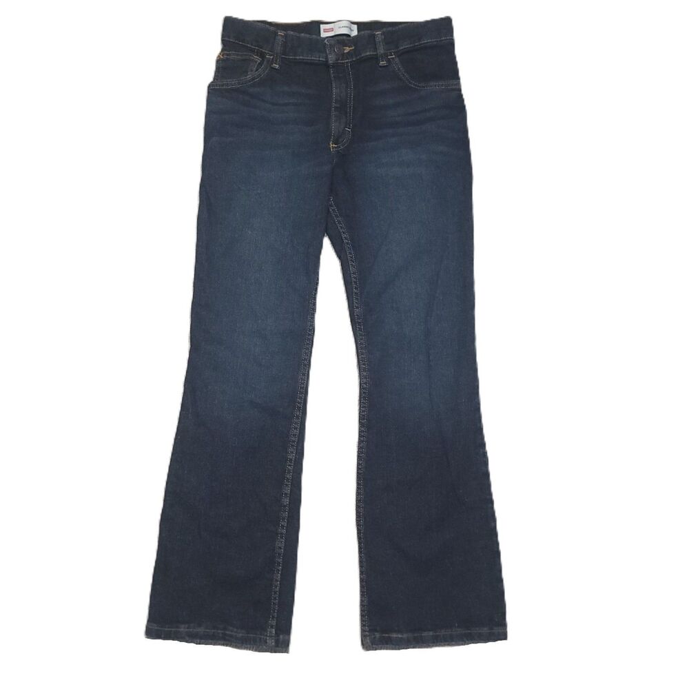 Wrangler Classic Bootcut Jeans Youth Boys 14 Adjustable Waist Dark Blue Denim